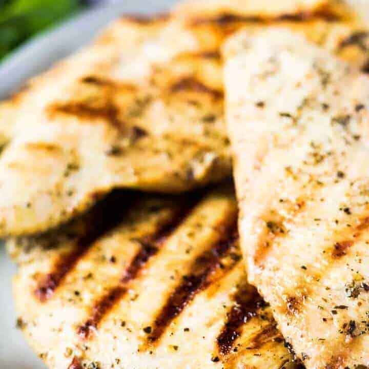 Italian Marinated Grilled Chicken The chicken has been grilled and is ready to serve.