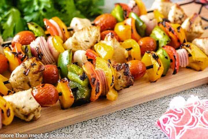 Grilled chicken shop kabobs with vegetables