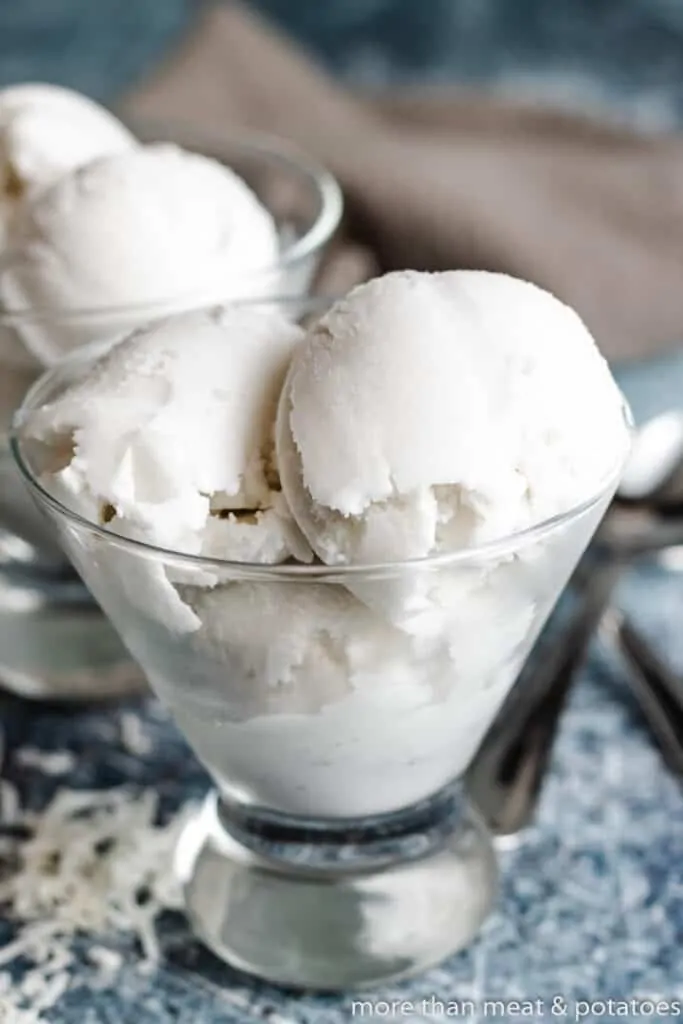 A closer photo of the sorbet emphasizing the creamy texture.