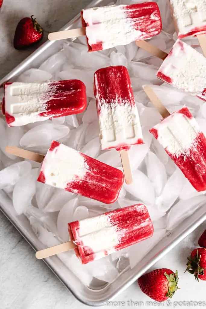 Easy Strawberry Cream Popsicles