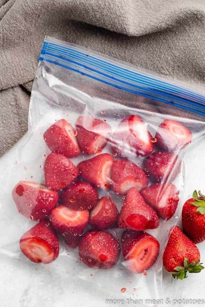The berries have been frozen in a freezer bag.