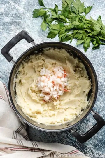 Chopped lobster meat added to the mashed taters.