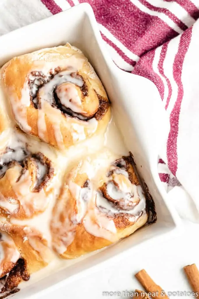 Fresh baked rolls cooling in the baking dish.