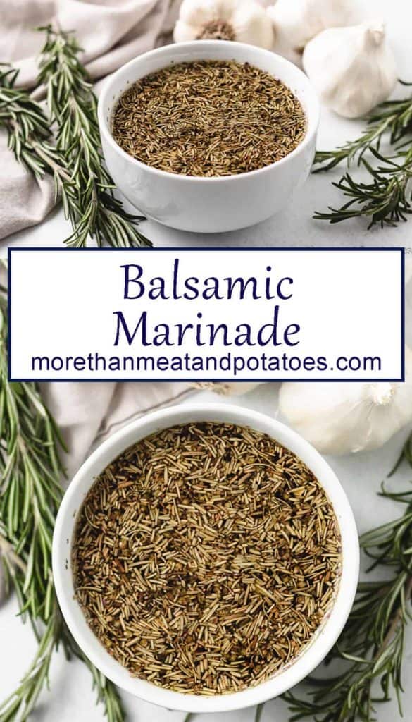 Two stacked photos showing the balsamic marinade.