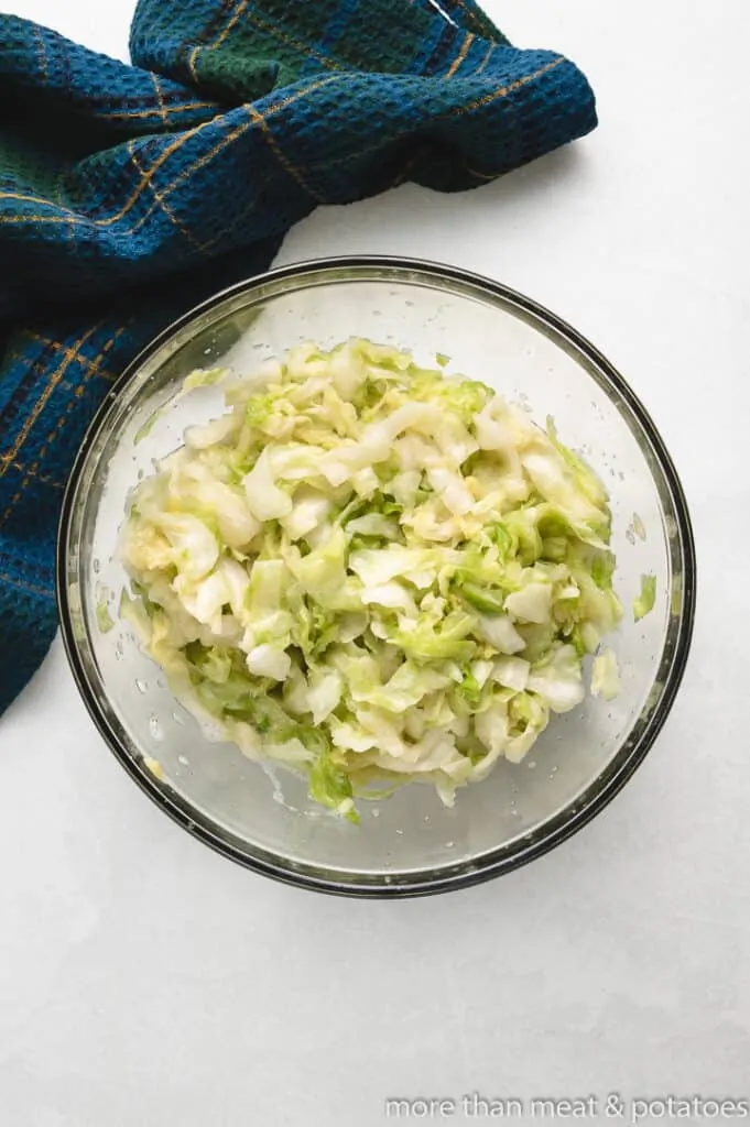 As the cabbage breaks down liquid begins to pool.