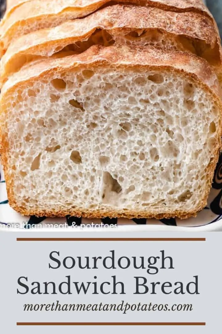 A close-up of the fresh baked sourdough sandwich bread.