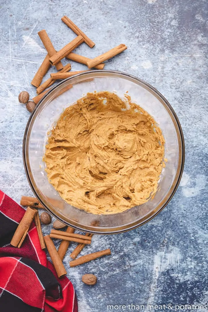 The wet and dry ingredients combined in a bowl.
