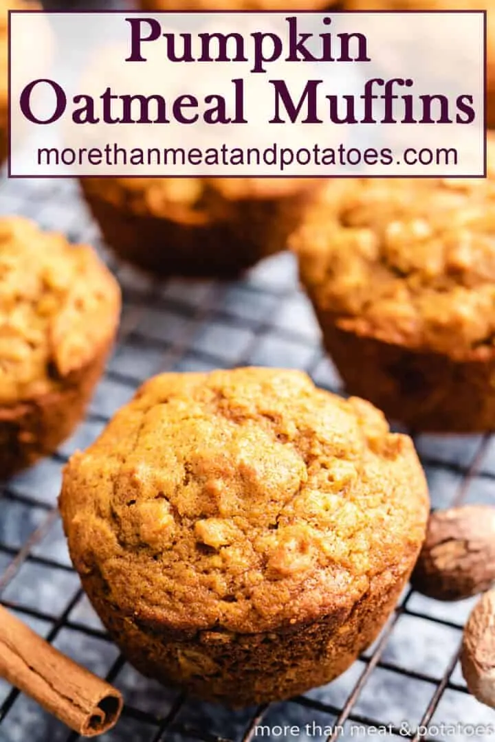 An up-close view of the pumpkin oatmeal muffins.