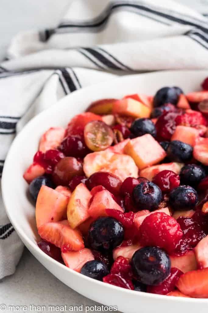 Cranberry Fruit Salad The finished salad in a serving bowl.