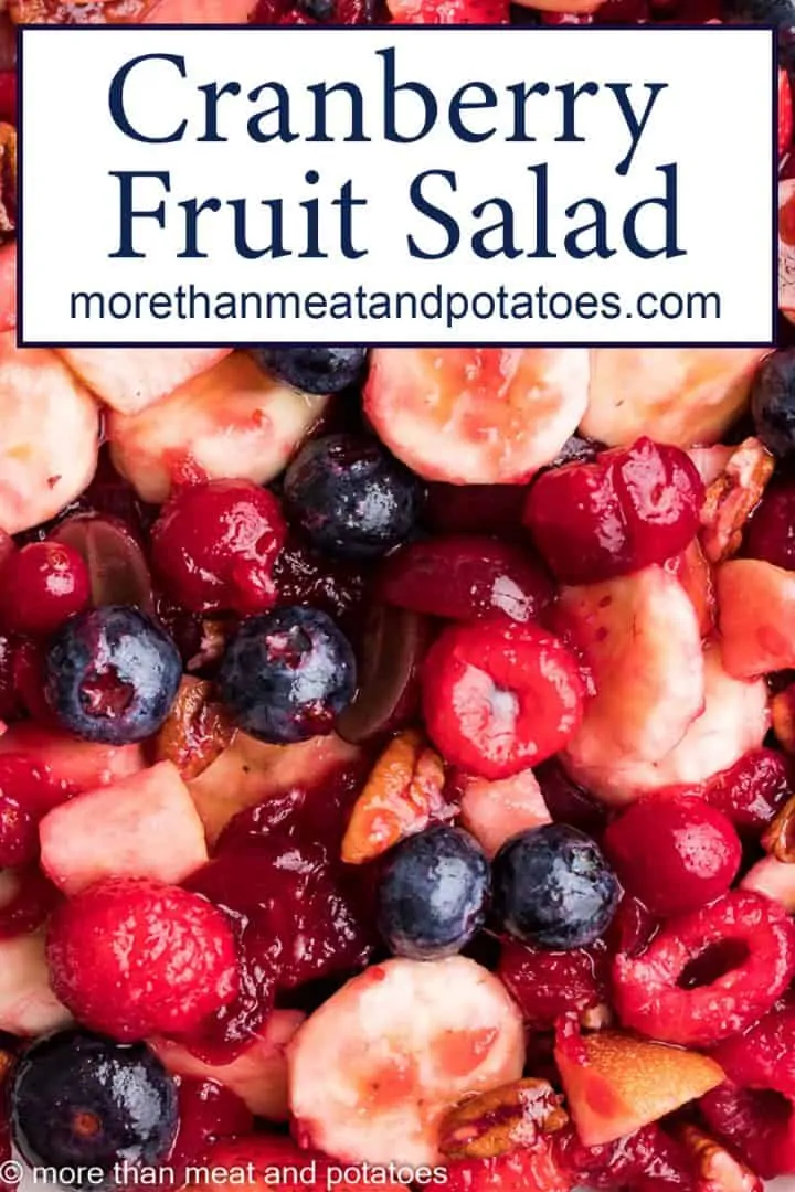 A close-up view of the sliced fruit in the salad.