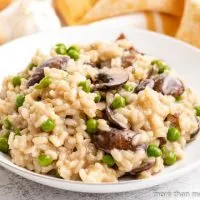 The creamy mushroom risotto served in a bowl.