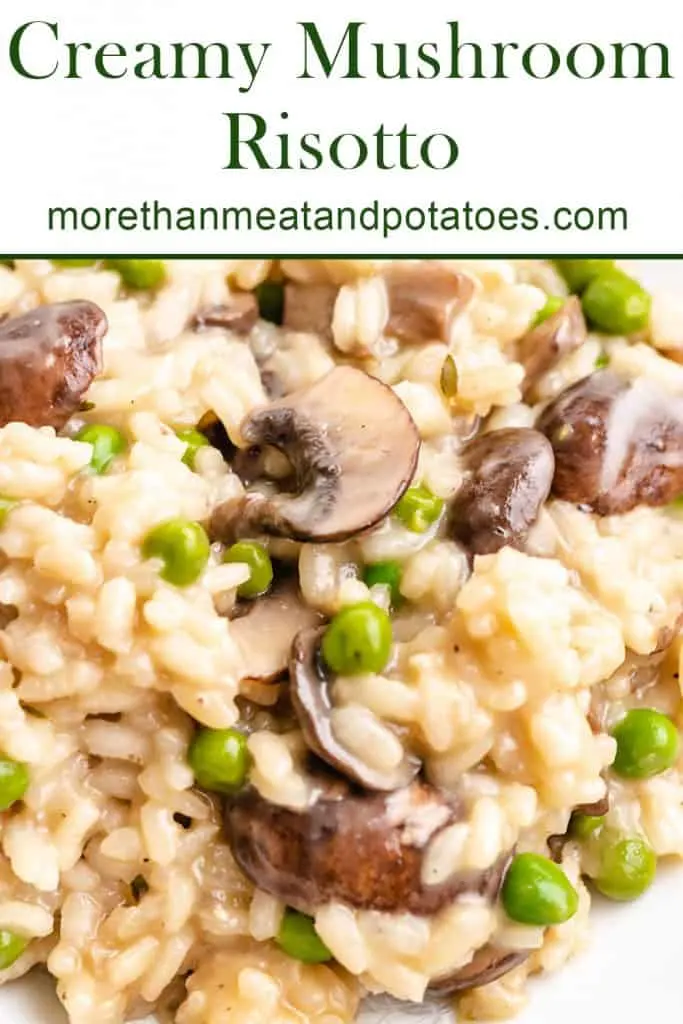 A close-up view of the creamy mushroom risotto.
