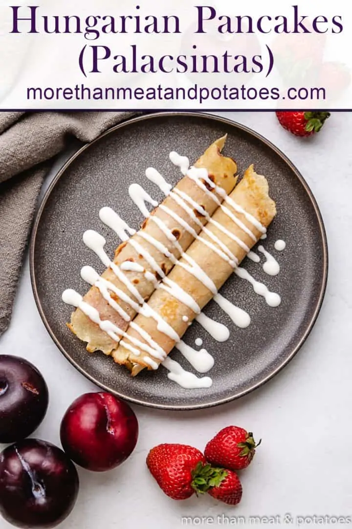 An aerial view of the hungarian pancakes on a plate.