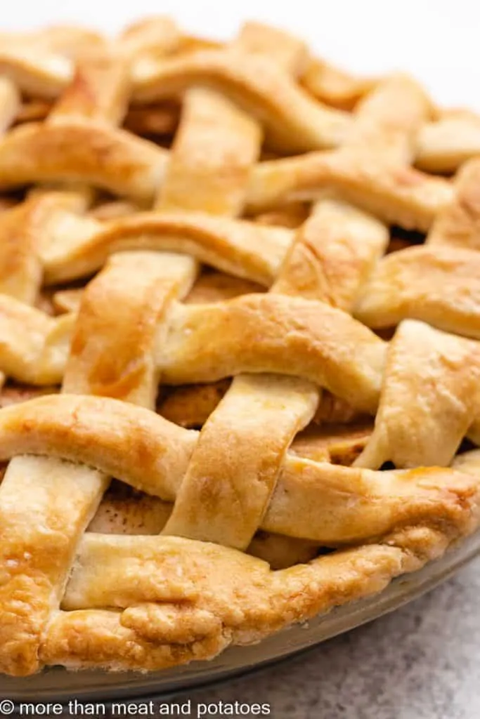 A close-up view of the fresh baked pie.