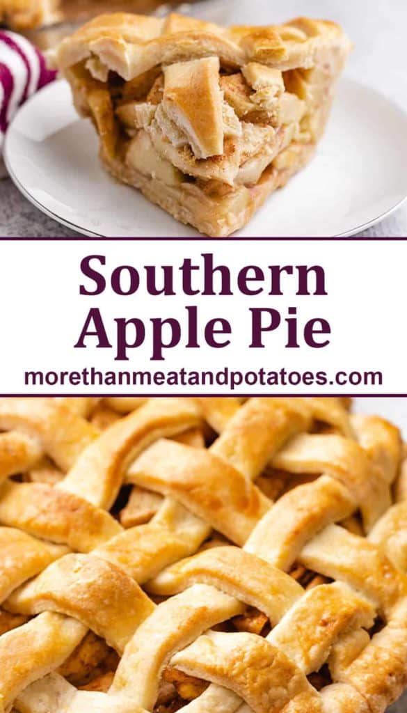 Two photos showing the southern apple pie.