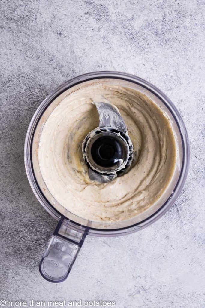 The spread blended in the food processor.