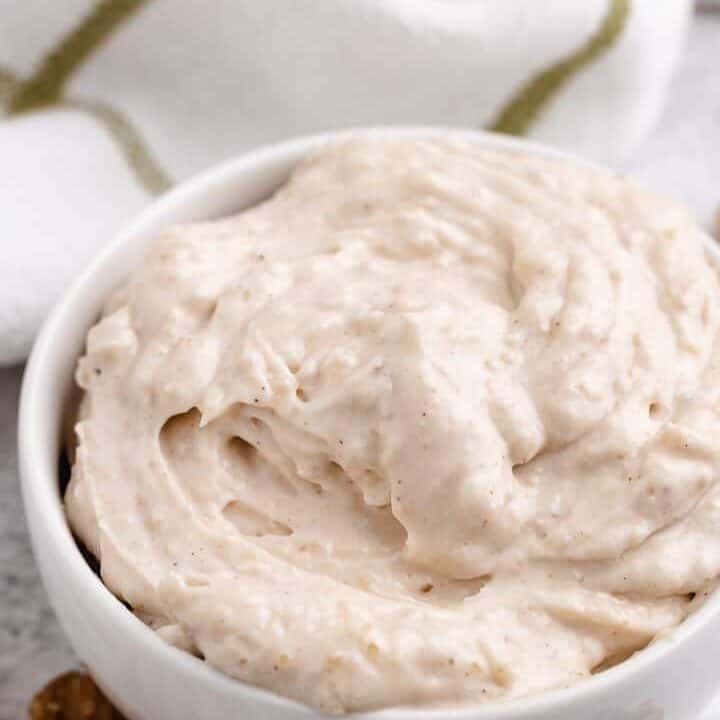A cream cheese spread served in a bowl.