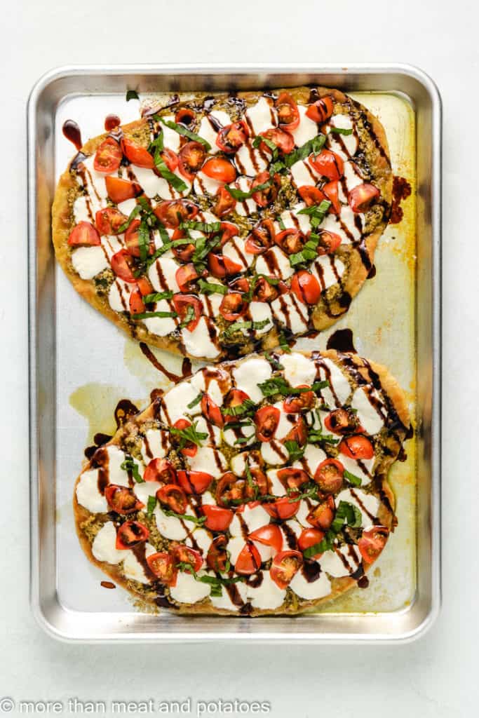 Flatbread drizzled with balsamic.