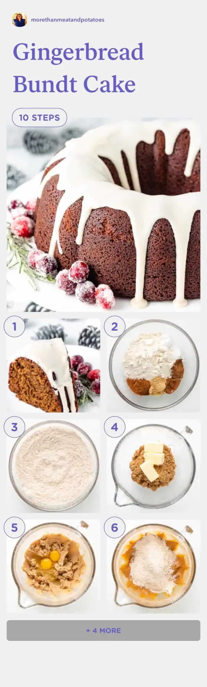 Collage of several photos showing how to make a bundt cake.