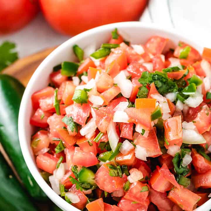 Pico de Gallo with tomatoes and jalapenos.