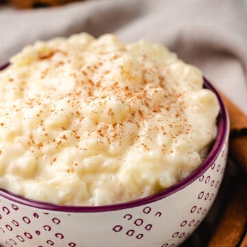 A close-up view of the stove-top dessert in a bowl.