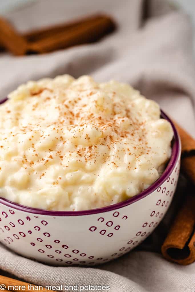 A close-up view of the stove-top dessert in a bowl.