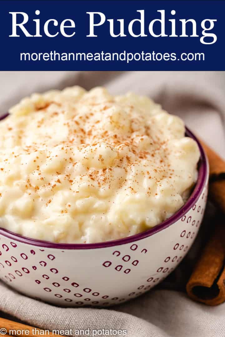The rice pudding without eggs served with freshly ground cinnamon.