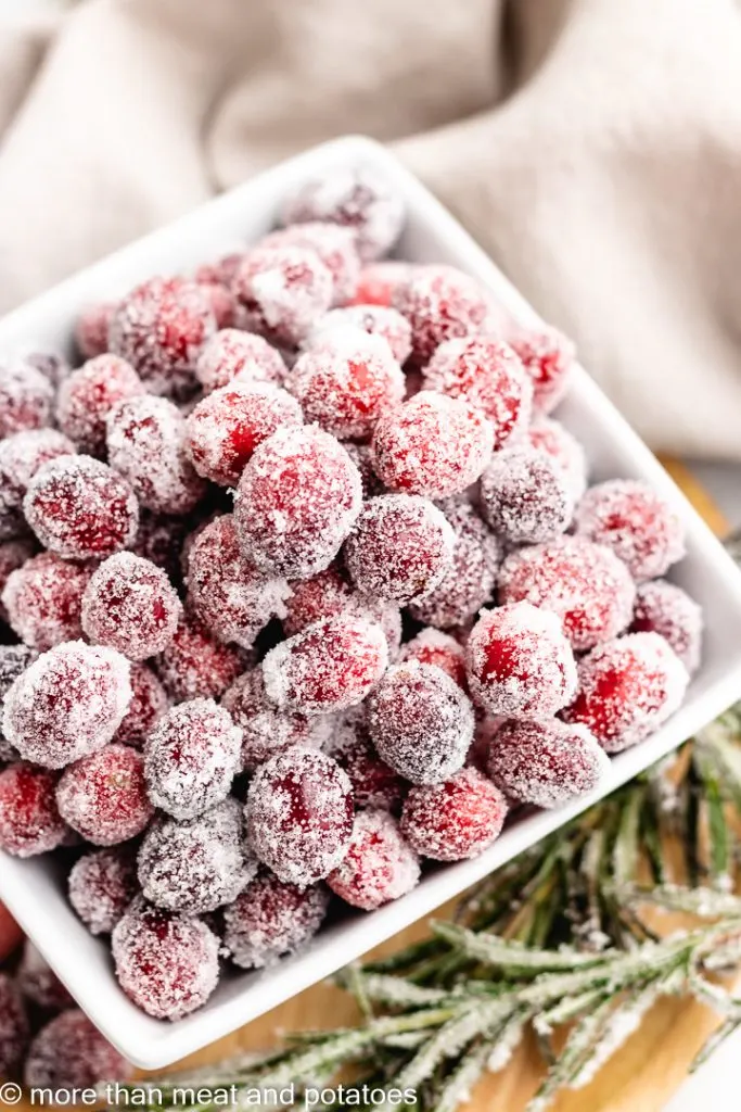 An aerial view of the finished sugar coated berries.