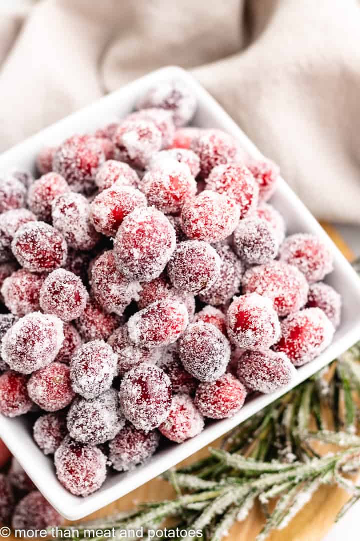 An aerial view of the finished sugar coated berries.