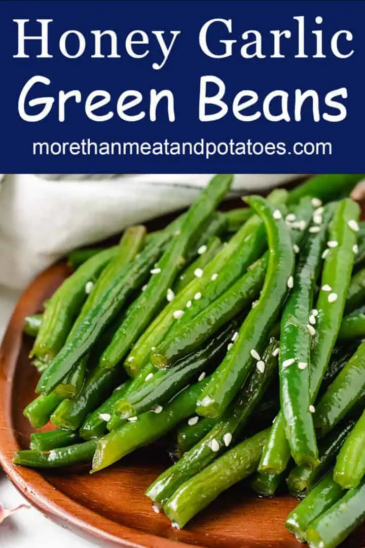 Close up of sautéed green beans.