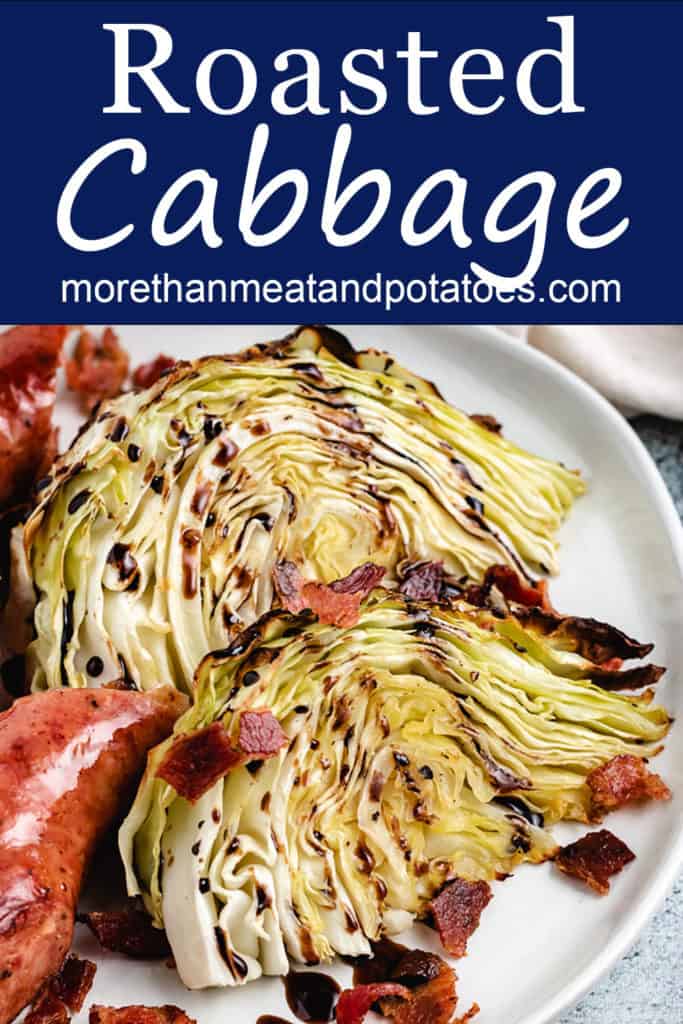 Cabbage wedges drizzled with balsamic glaze.