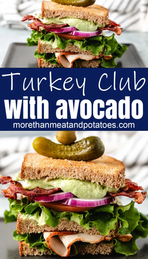 Turkey sandwich with avocado ranch dressing.