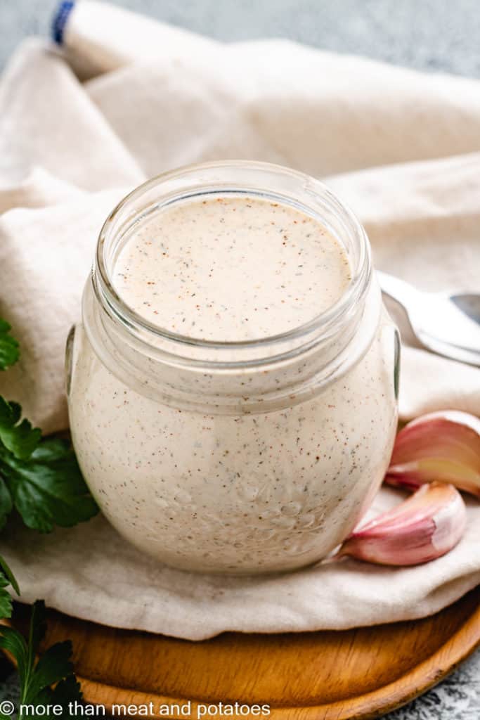 Salad dressing in a jar.