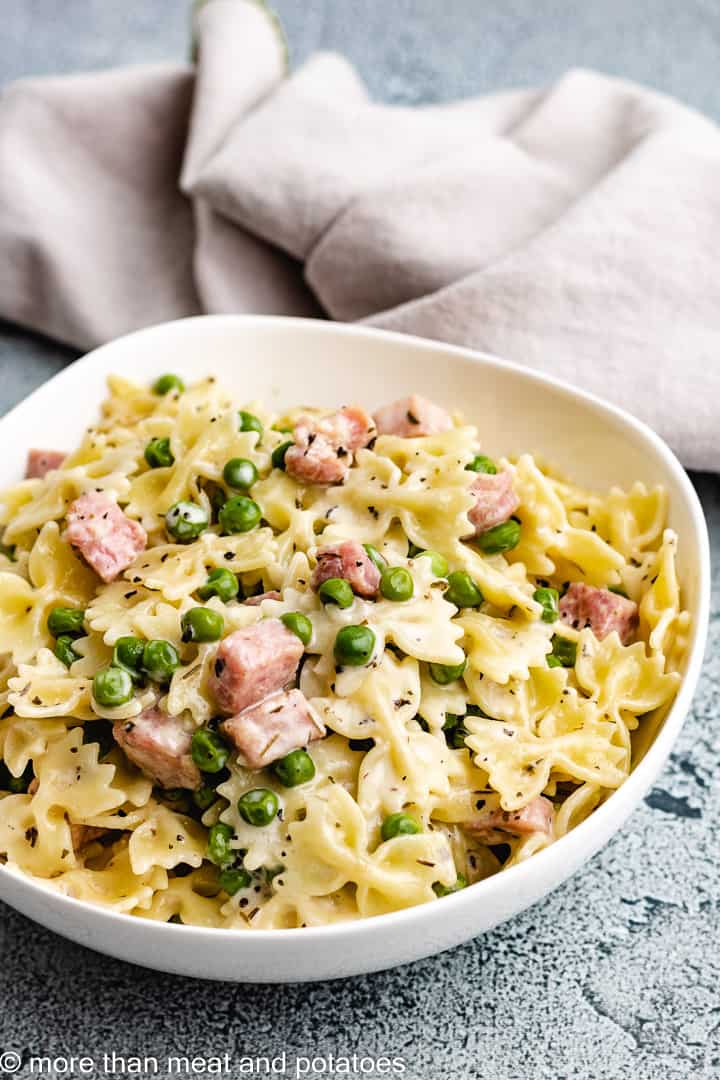 Easy Bow Tie Ham And Peas Pasta