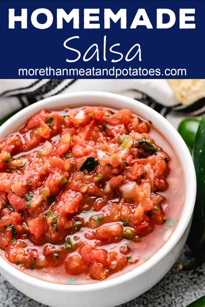 Salsa with fresh tomatoes, onions, and cilantro.
