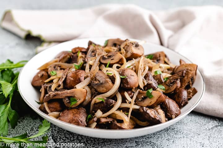 Sautéed mushrooms and onions with fresh parsley. 