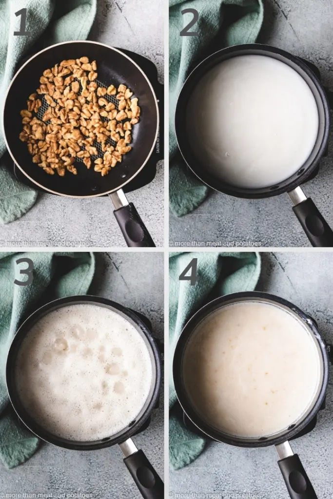 Collage style photo showing how to make steel cut oats.