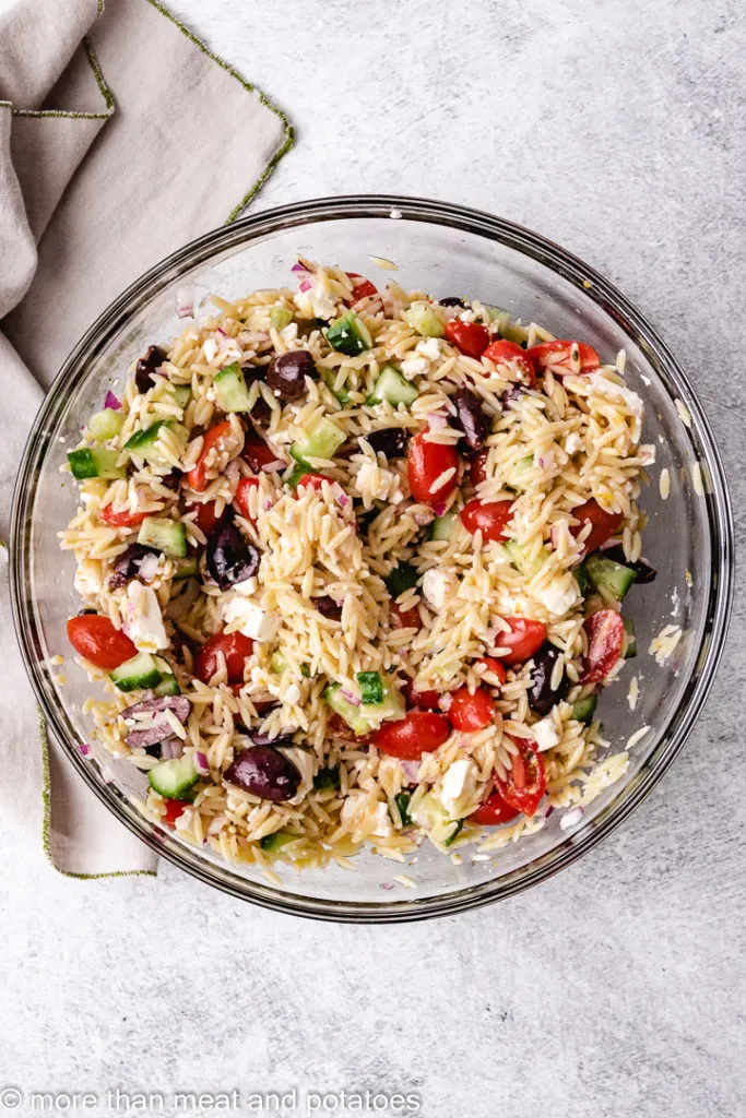 Greek Orzo Salad Recipe with Feta (Easy Pasta Salad)