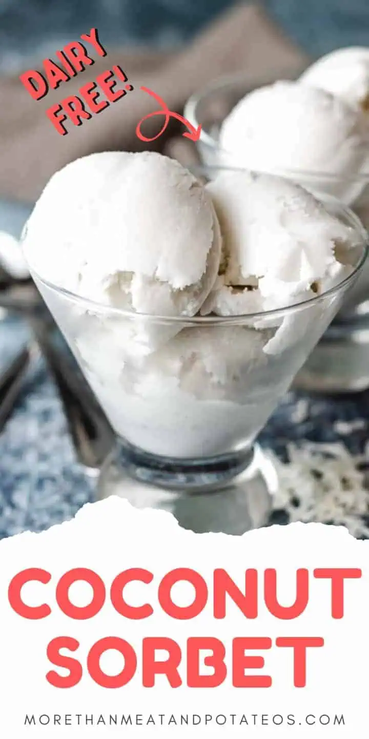 Coconut sorbet scooped into a cup.