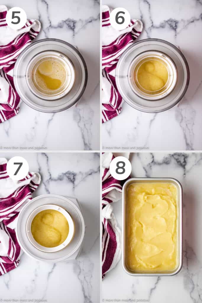 Collage showing how to make pineapple sorbet.