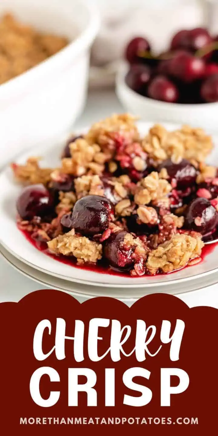 Cherry crisp with fresh cherries and oats.