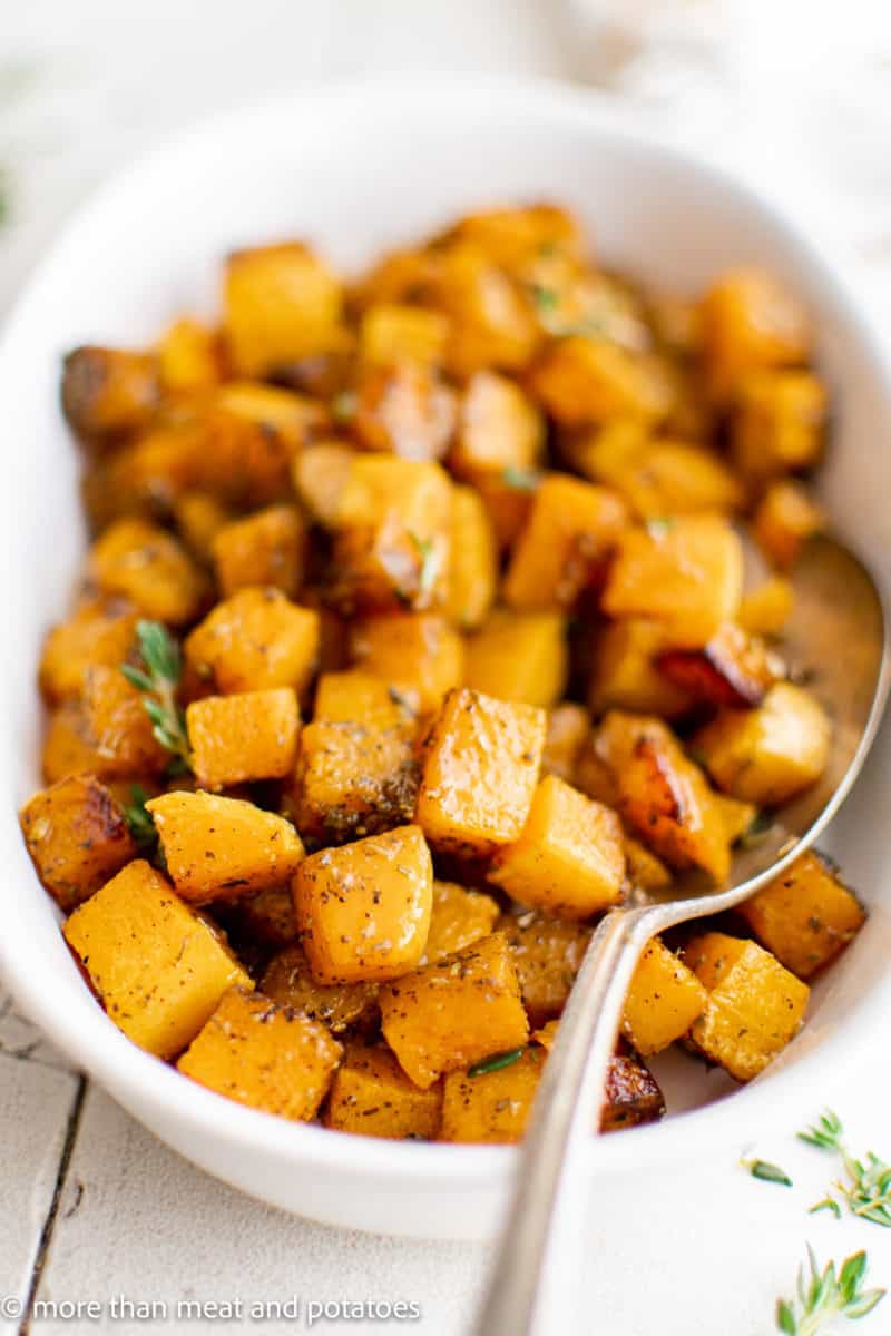Roasted Butternut Squash Cubes With Sage