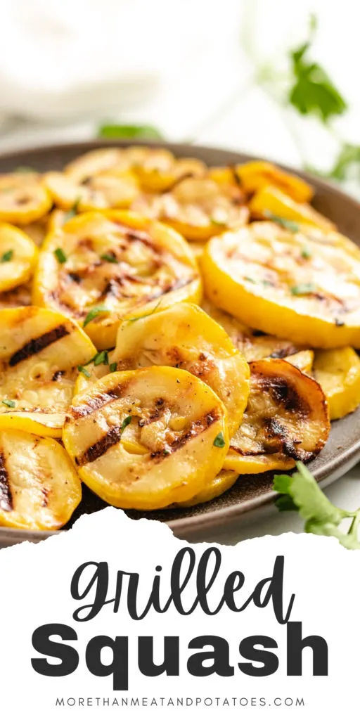 Grilled squash on a gray plate.