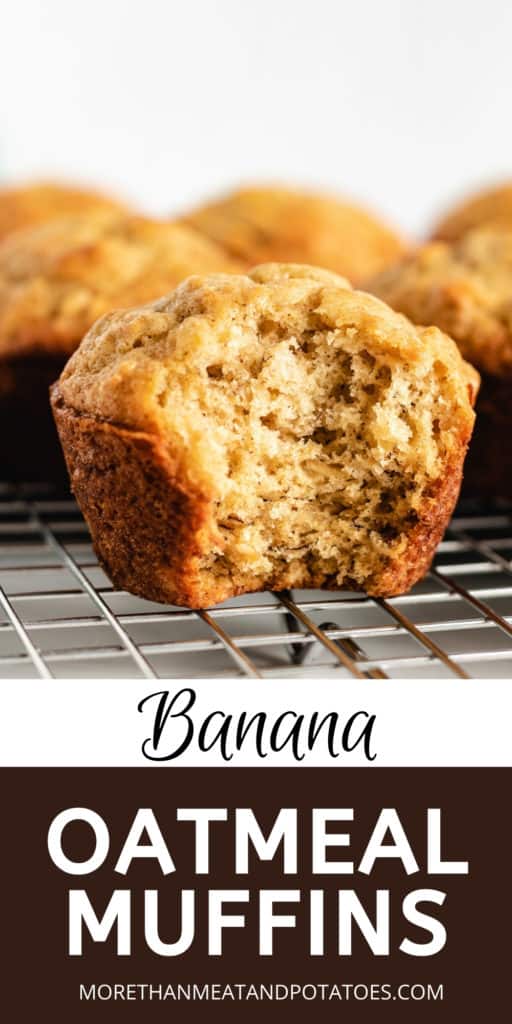 Banana oatmeal muffin on a wire rack.