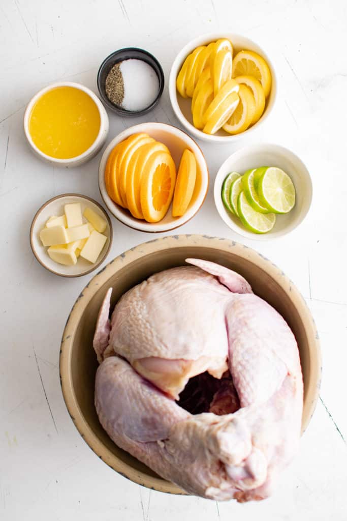 Ingredients needed for citrus turkey.