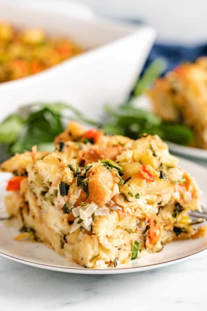 Herb stuffing on a plate.