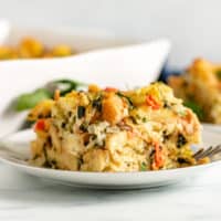 Fresh herb stuffing on a plate.