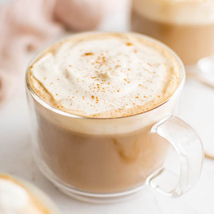 Eggnog latte in a mugs.