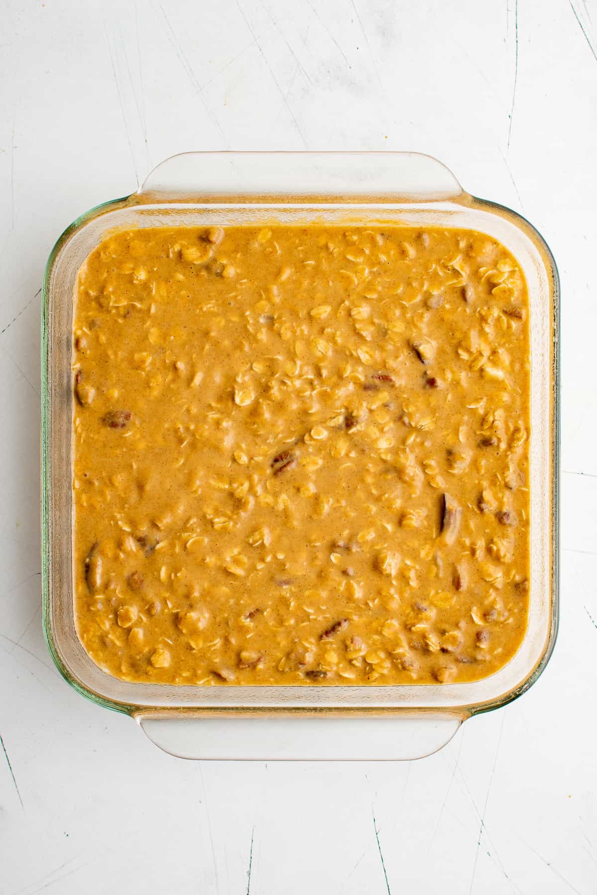 Unbaked pumpkin baked oatmeal.