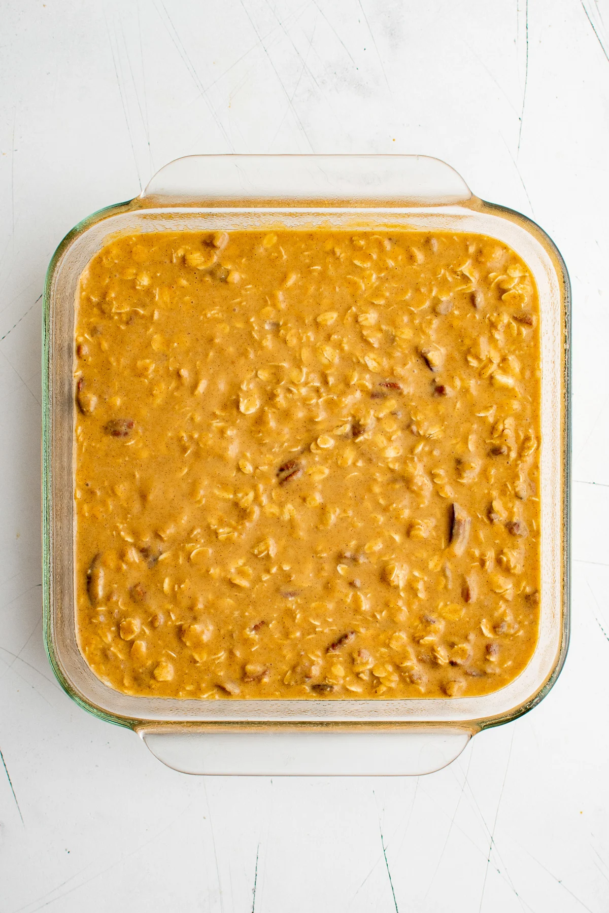 Easy Pumpkin Baked Oatmeal Unbaked pumpkin baked oatmeal.